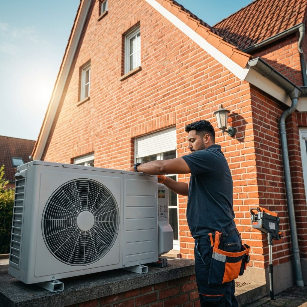 Klimatechniker bei der Installation einer Klimaanlage