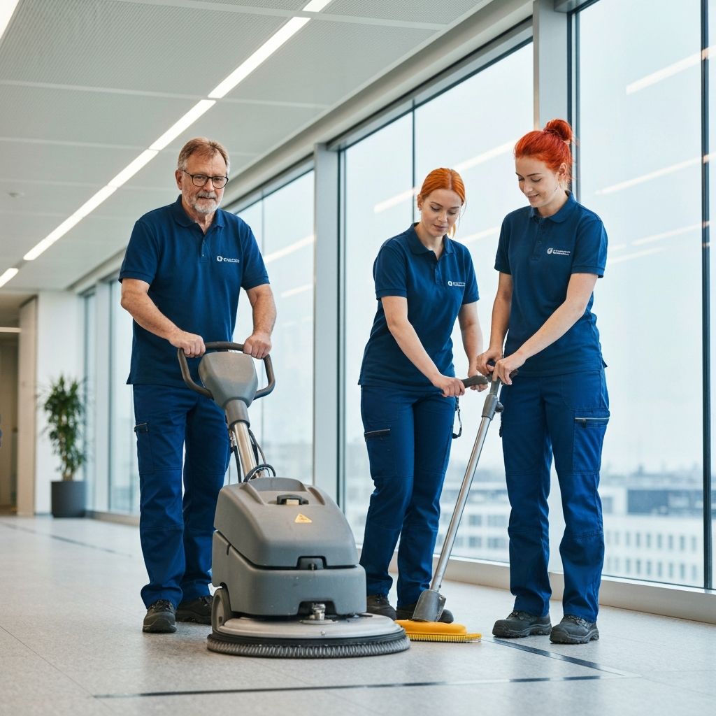 Professionelles Reinigungsteam bei der Gebäudereinigung